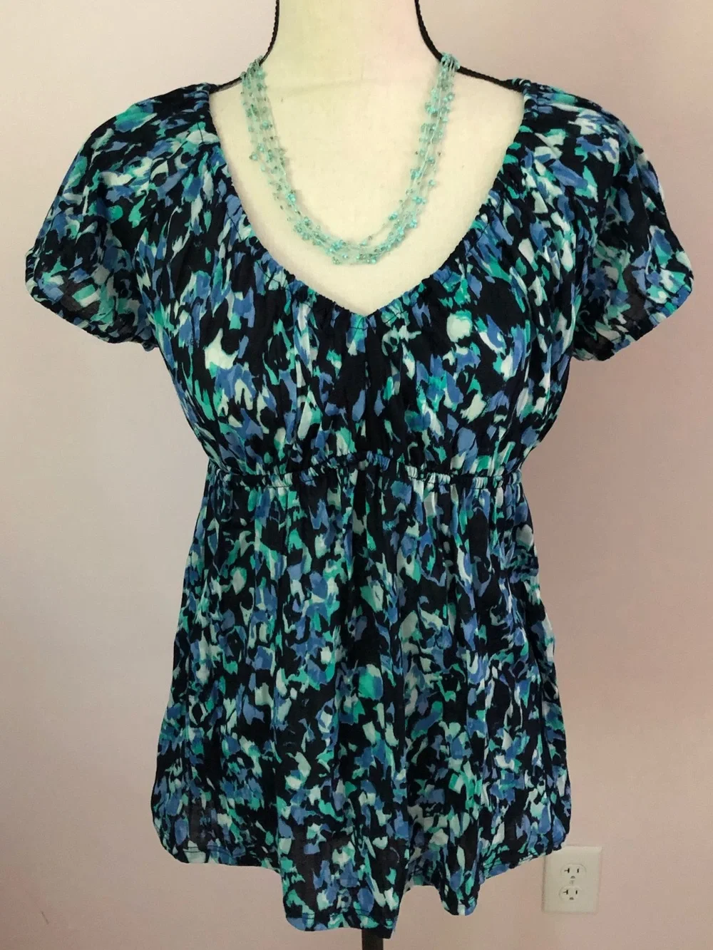 Daisy Fuentes Print Y2K Babydoll Top Size Medium - Picture 1 of 5